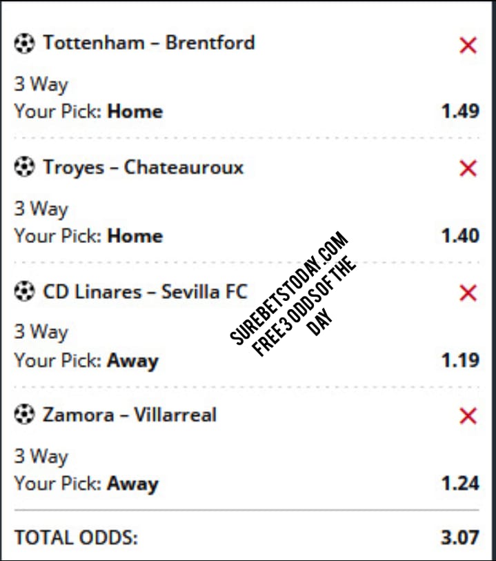 free 3 odds of the day